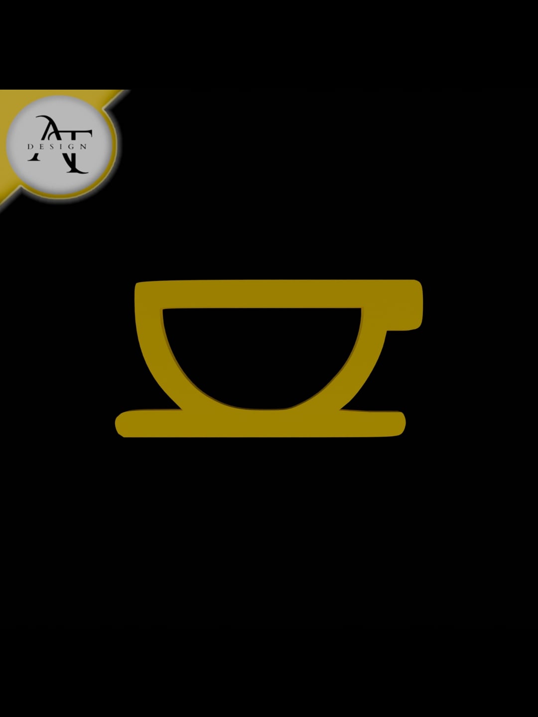 Simple Coffee Cup Symbol - 2D Art 3d model