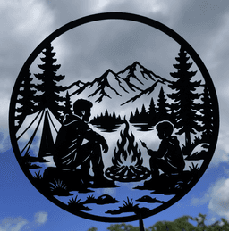 Camping Family Mountain Wall Art.stl 3d model