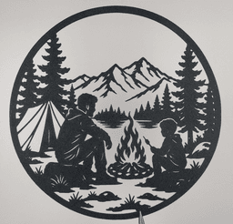 Camping Family Mountain Wall Art.stl 3d model