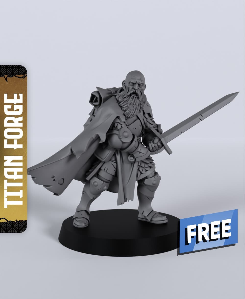 Human Male Paladin Sword - With Free Dragon - 5e DnD Inspired for RPG and Wargamers 3d model
