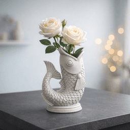 Fish Vase & Organizer | Koi Fish Planter | Ocean Home Decor | Japanese Nautical Plant Pot 3d model