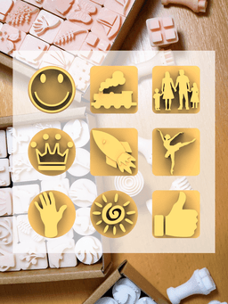 Ceramic Clay Stamp Set – Objects 2 (9 Stamps, 20 mm) 3d model