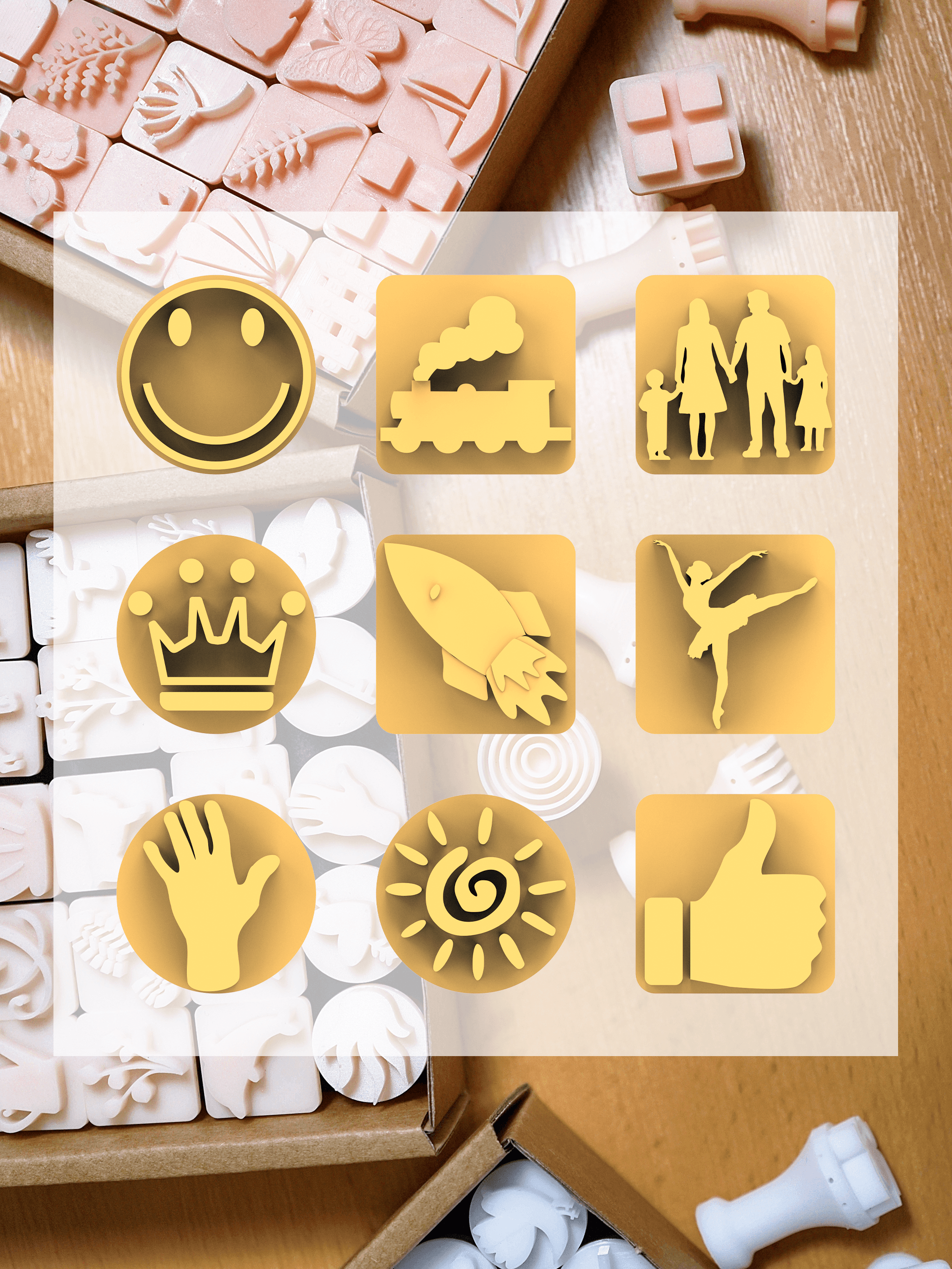 Ceramic Clay Stamp Set – Objects 2 (9 Stamps, 20 mm) 3d model