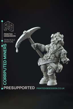 Corrupted Dwarf Miners - Flesh of Gold - PRESUPPORTED - Illustrated and Stats - 32mm scale 3d model