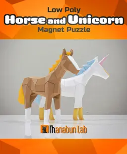 Low Poly Horse and Unicorn Magnet Puzzle (No supports, no AMS) 3d model