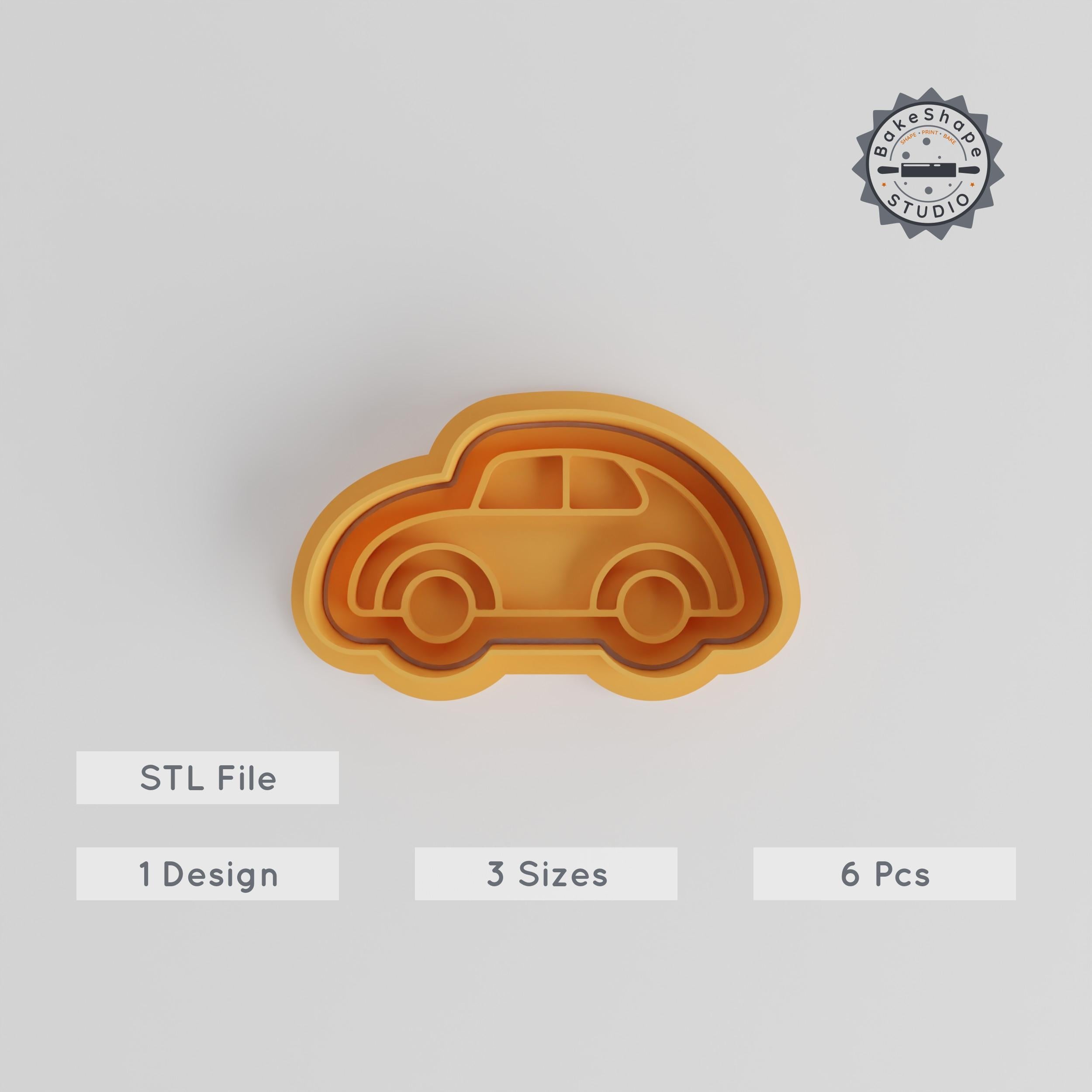 Old Rounded Car Shape Cutter & Stamp Set, Perfect for Cookies and Fondant, Includes 3 Sizes, Classic & Retro Vehicle Designs PRODUCT_3250 3d model