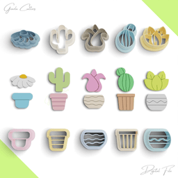 Indoor Potted Plants Polymer Clay Cutter Pack, 10 Models, 2 Cutter Version, 5 Size, No: 1140 3d model