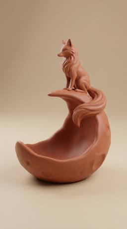 Fox Catchall Bowl STL – Rustic Woodland Entryway Key Holder Tray – 3D Printed Animal Sculpture Organ 3d model