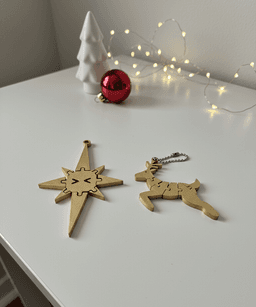 RUDOFLEX | Reindeer & Star Keychains | Print-in-Place, No Supports 3d model
