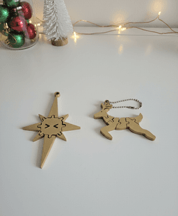 RUDOFLEX | Reindeer & Star Keychains | Print-in-Place, No Supports 3d model