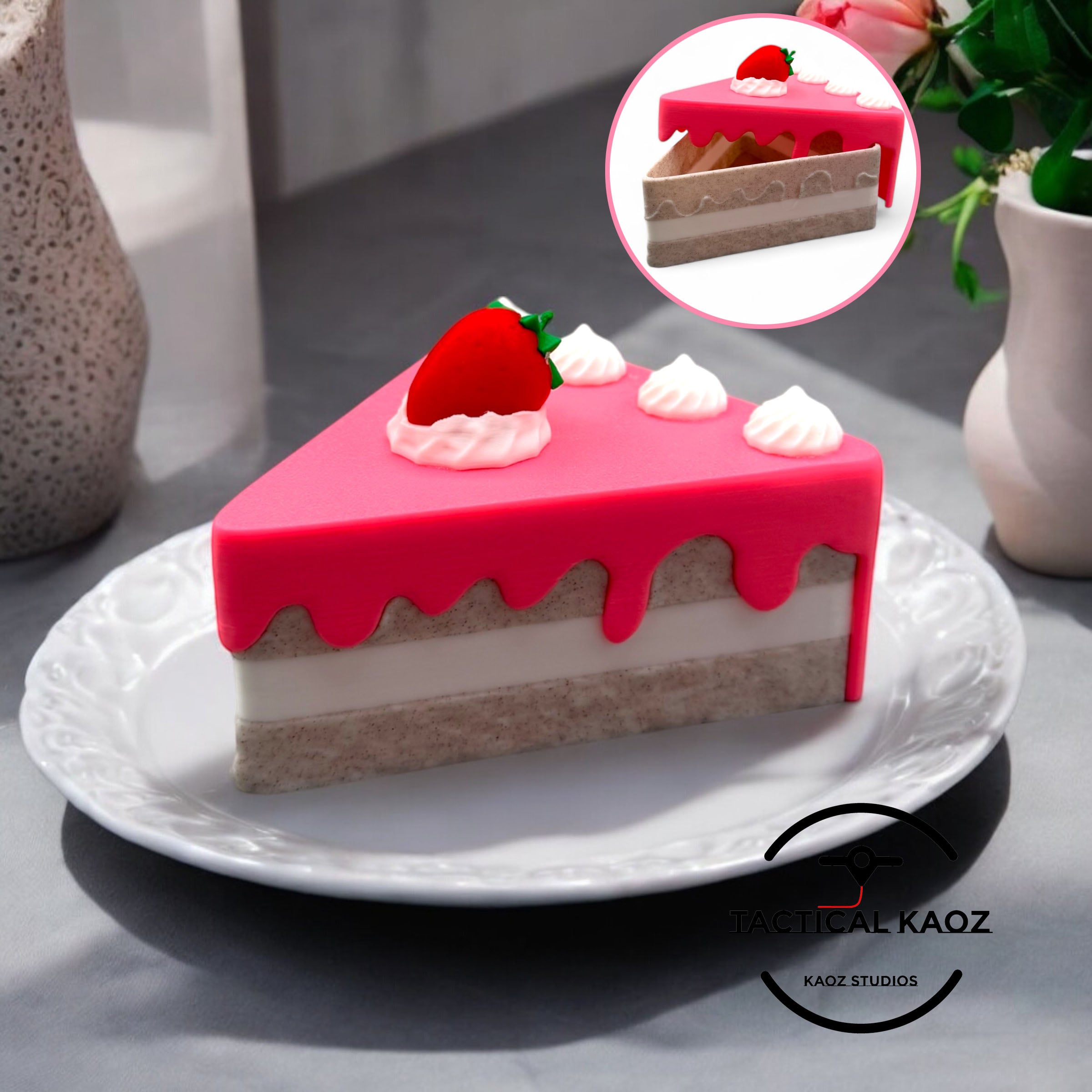 Strawberry Cake Slice Container - Box Storage 3d model