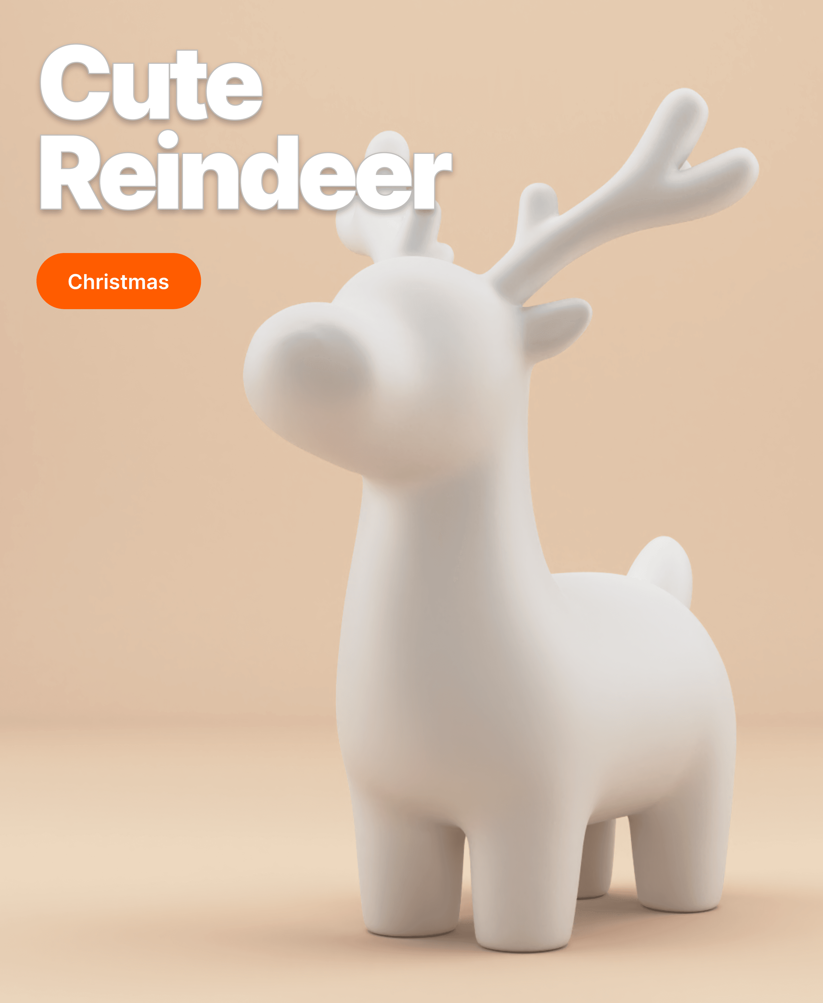Cute Minimal Reindeer – Stylized Christmas Reindeer 3d model