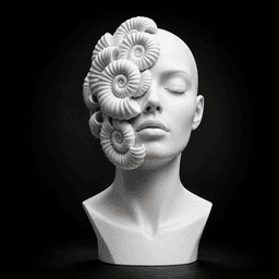 Surreal Nautilus Woman Bust STL | Modern Sculpture | Decorative Art Statue 3d model