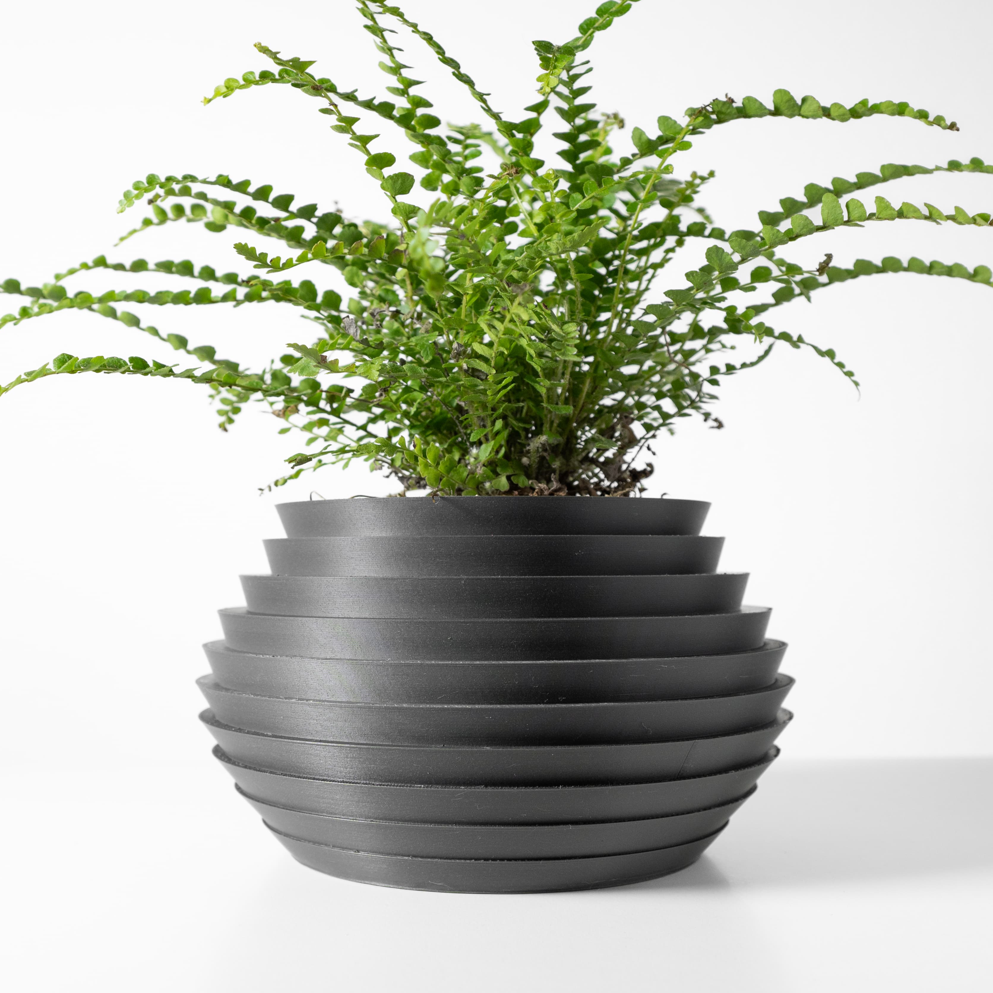The Harno Planter Pot with Drainage Tray & Stand: Modern and Unique Home Decor for Plants 3d model