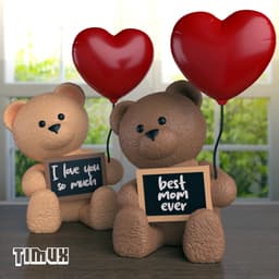TEDDY BEAR WITH A CHALK BOARD AND HEART BALLOON 3d model
