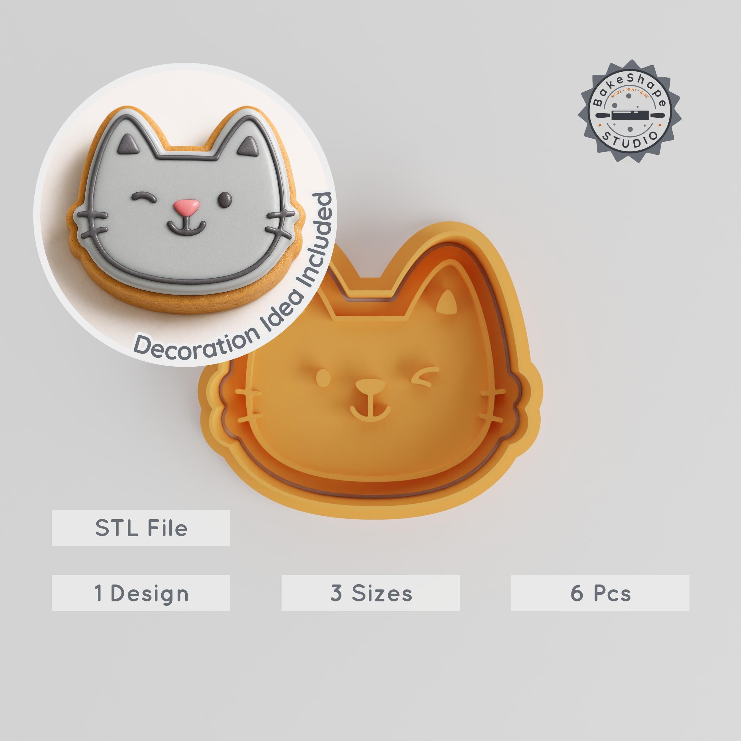 Smile Shape Cutter & Stamp Set, 3 Sizes, Happy Face Cookie Molds, Funny Joyful Design for Fondant PRODUCT_860 3d model