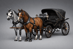Victorian Horse Carriage with Dual Horses 3d model