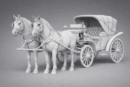 Victorian Horse Carriage with Dual Horses 3d model