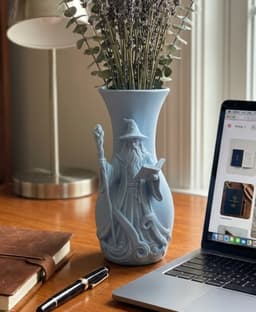 Ancient Wizard Sorcerer Flower Vase - Dark Academia Fantasy Home Decor 3d model