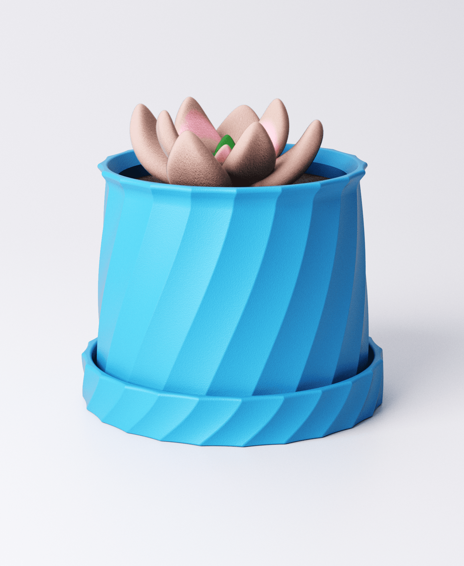 Small Curved Planter with Drip Tray 3d model