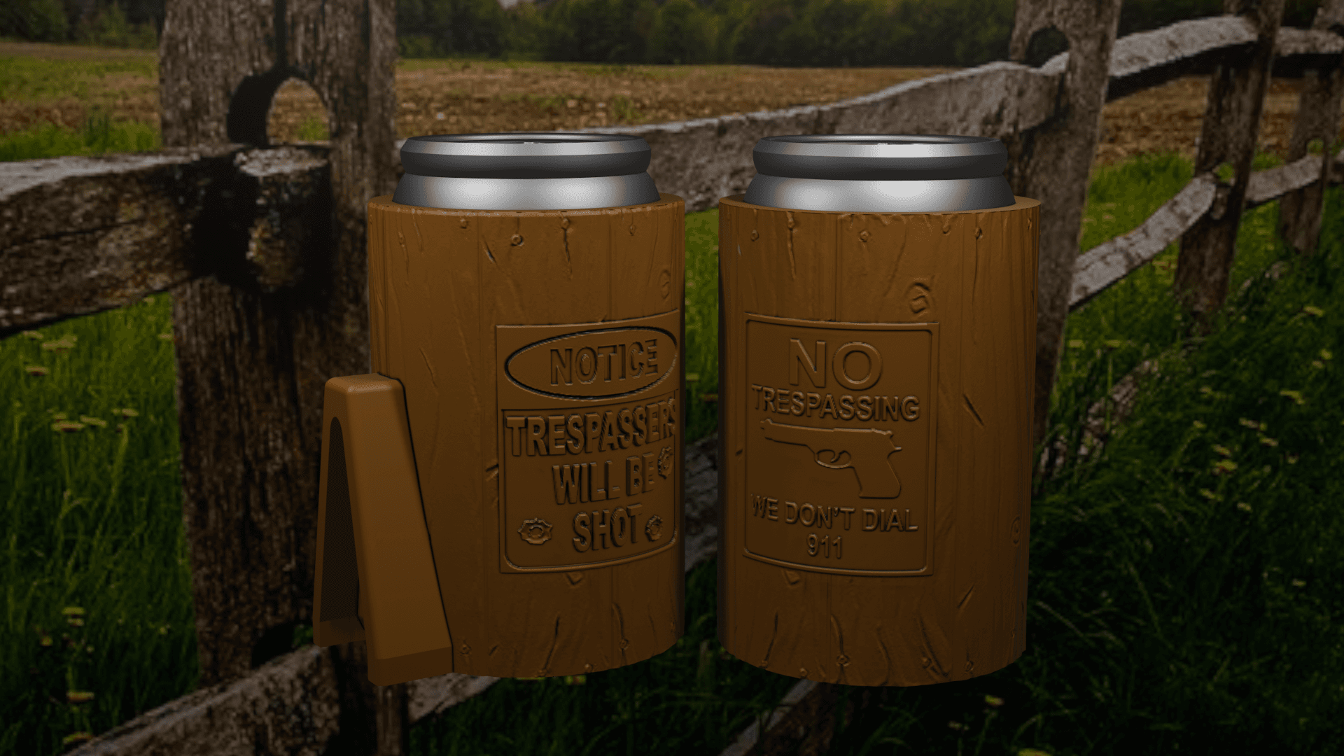 Fence Post Sign Beer Can Holders  3d model