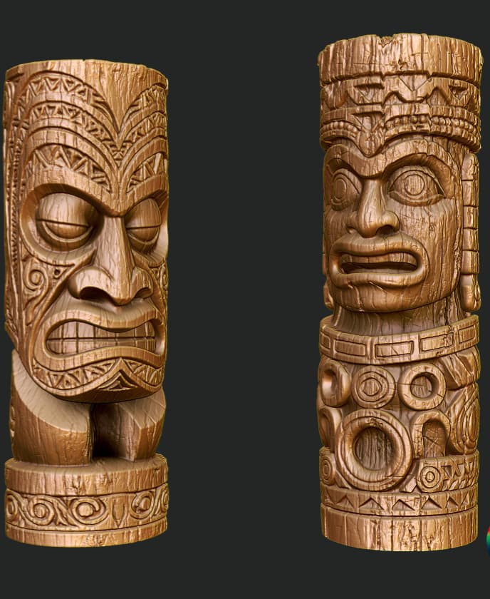 Traditional Wooden Totems/2 models 3d model