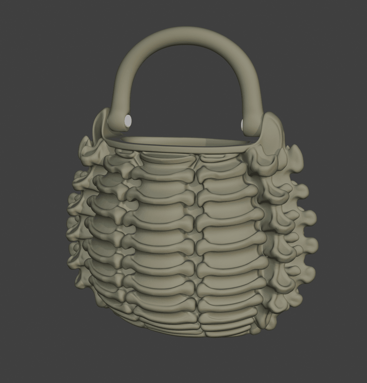 Necromancer Bone Vertebrae Tote - Gothic Skeleton Handbag - Halloween Bone Basket Cosplay Prop 3d model
