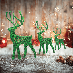 3 pcs. Miniature Modern Deer Family, Voronoi Diagram Christmas Decor, Reindeer Set, Christmas Tablet 3d model
