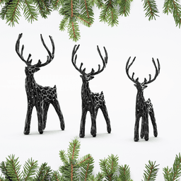 3 pcs. Miniature Modern Deer Family, Voronoi Diagram Christmas Decor, Reindeer Set, Christmas Tablet 3d model
