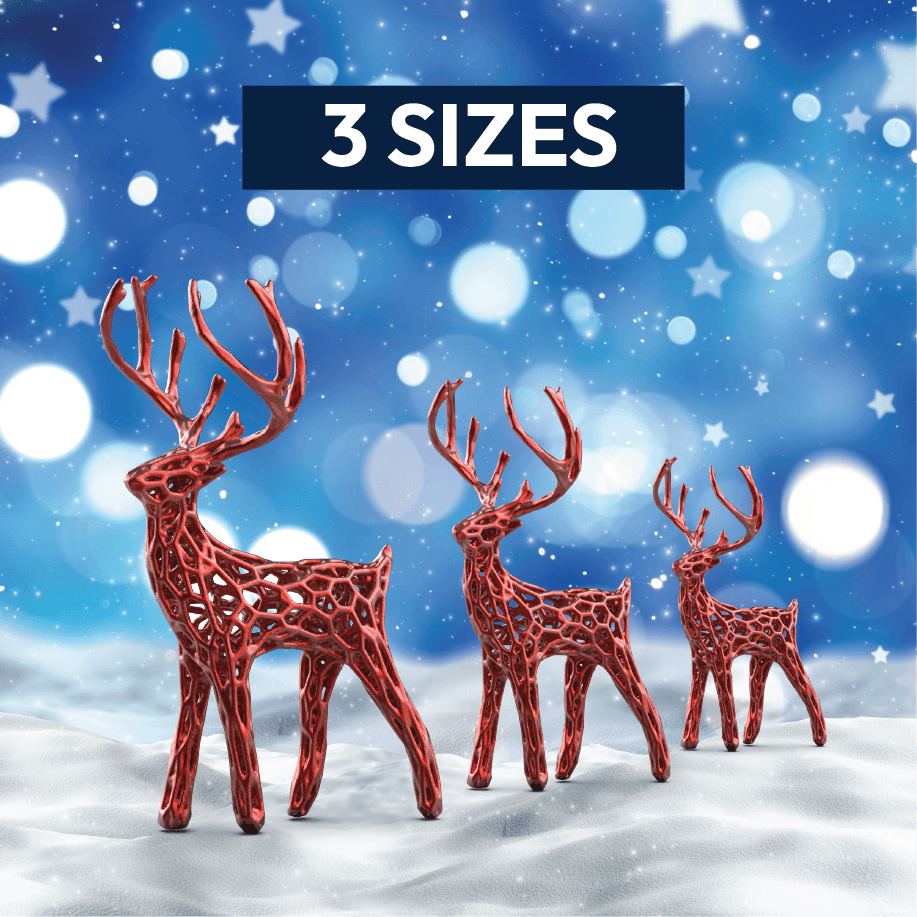 3 pcs. Miniature Modern Deer Family, Voronoi Diagram Christmas Decor, Reindeer Set, Christmas Tablet 3d model