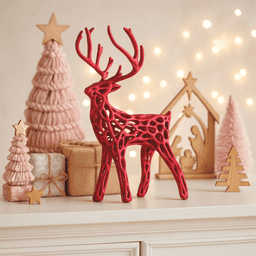 3 pcs. Miniature Modern Deer Family, Voronoi Diagram Christmas Decor, Reindeer Set, Christmas Tablet 3d model