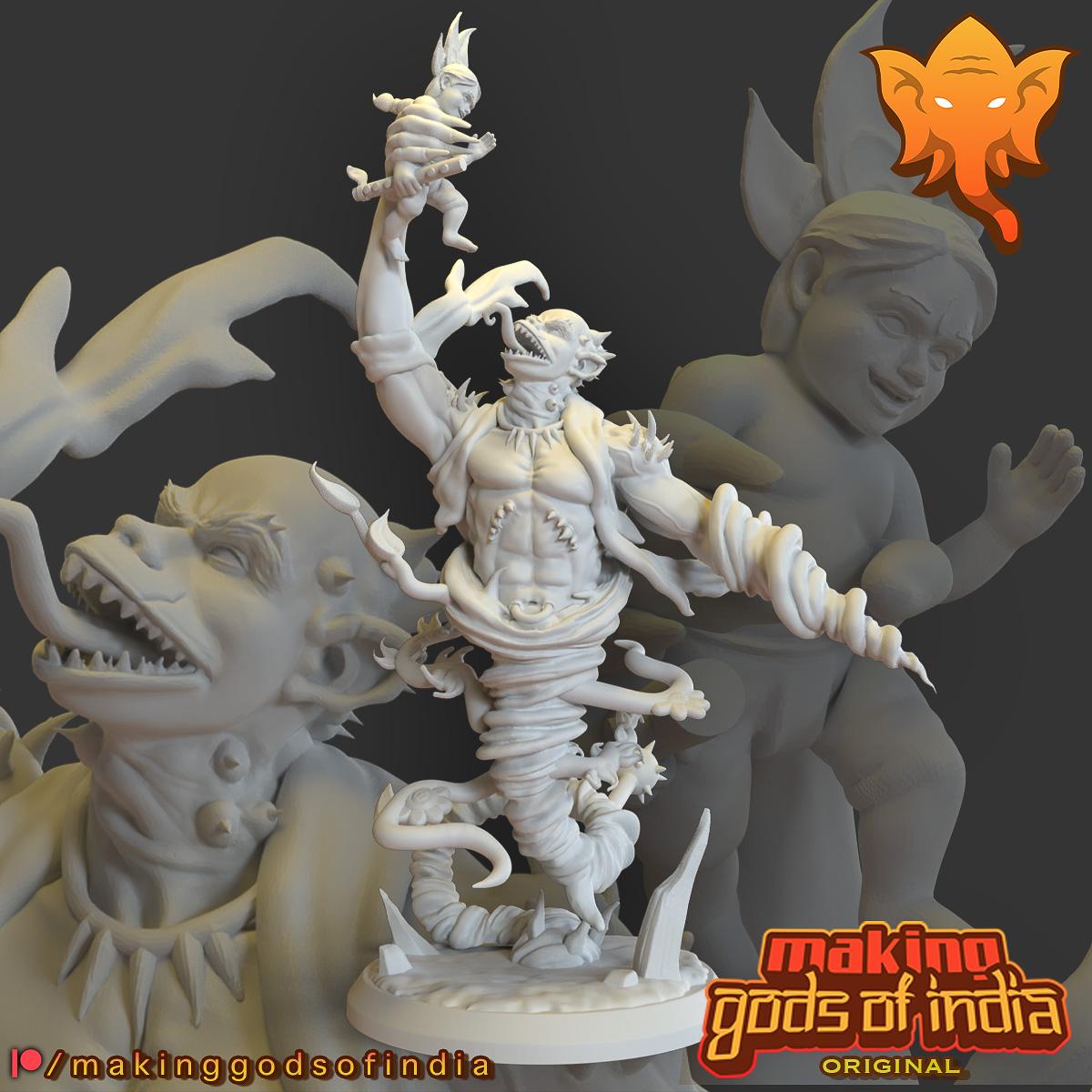 Baby Krishna & Trinavarta The Tornado Demon 3d model
