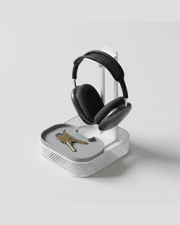 Minimalist 3-Part Headphone Stand with Storage Trays – 3D Printable Organizer 3d model