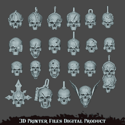 Human skull set Wargame Miniature Pre Supported 3d model