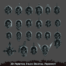 Human skull set Wargame Miniature Pre Supported 3d model