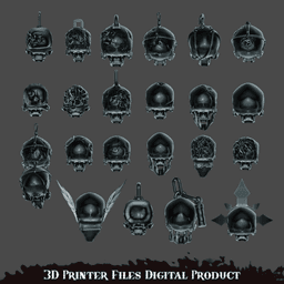 Human skull set Wargame Miniature Pre Supported 3d model