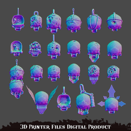 Human skull set Wargame Miniature Pre Supported 3d model