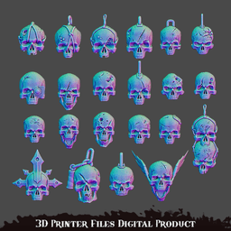 Human skull set Wargame Miniature Pre Supported 3d model
