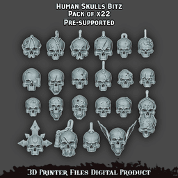 Human skull set Wargame Miniature Pre Supported 3d model
