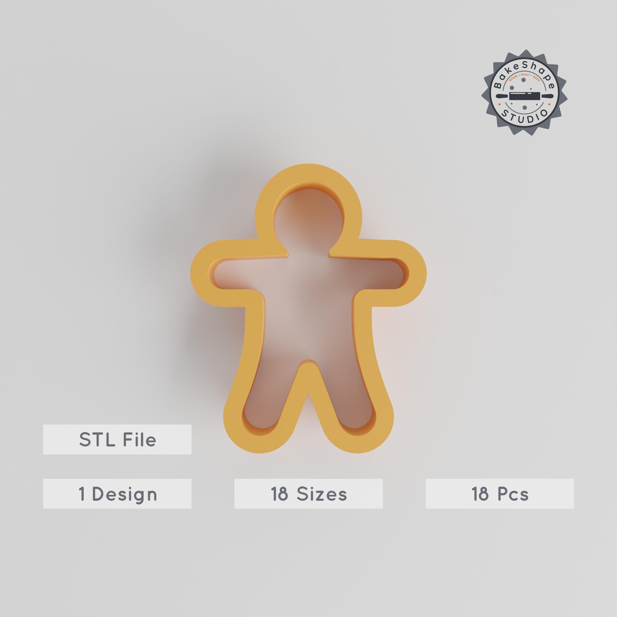 Gingerbread Man Shape Cutter Set, 18 Pieces, Sizes 0.75"-5.00", Perfect for Cookies, Fondant & Clay, Holiday Baking, Christmas Treat PRODUCT_4386 3d model