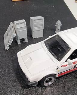 1:64 USPS Big Blue Post Box for Hot Wheels and Matchbox - Parked in front of two mailboxes and a fire hydrant. This guys getting tickets. - 3d model