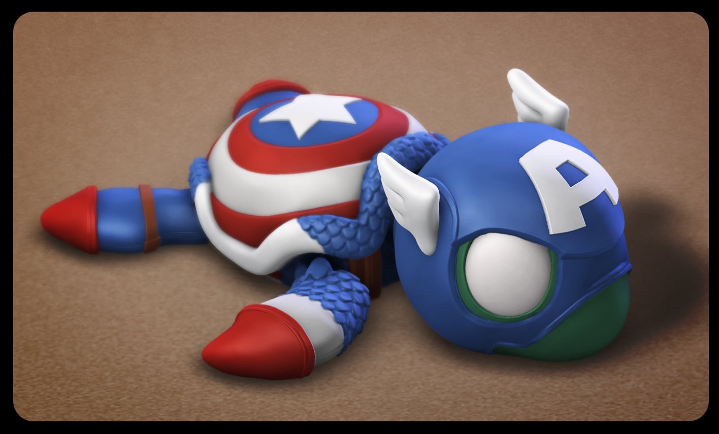 Super Turtle Captain America 3d model