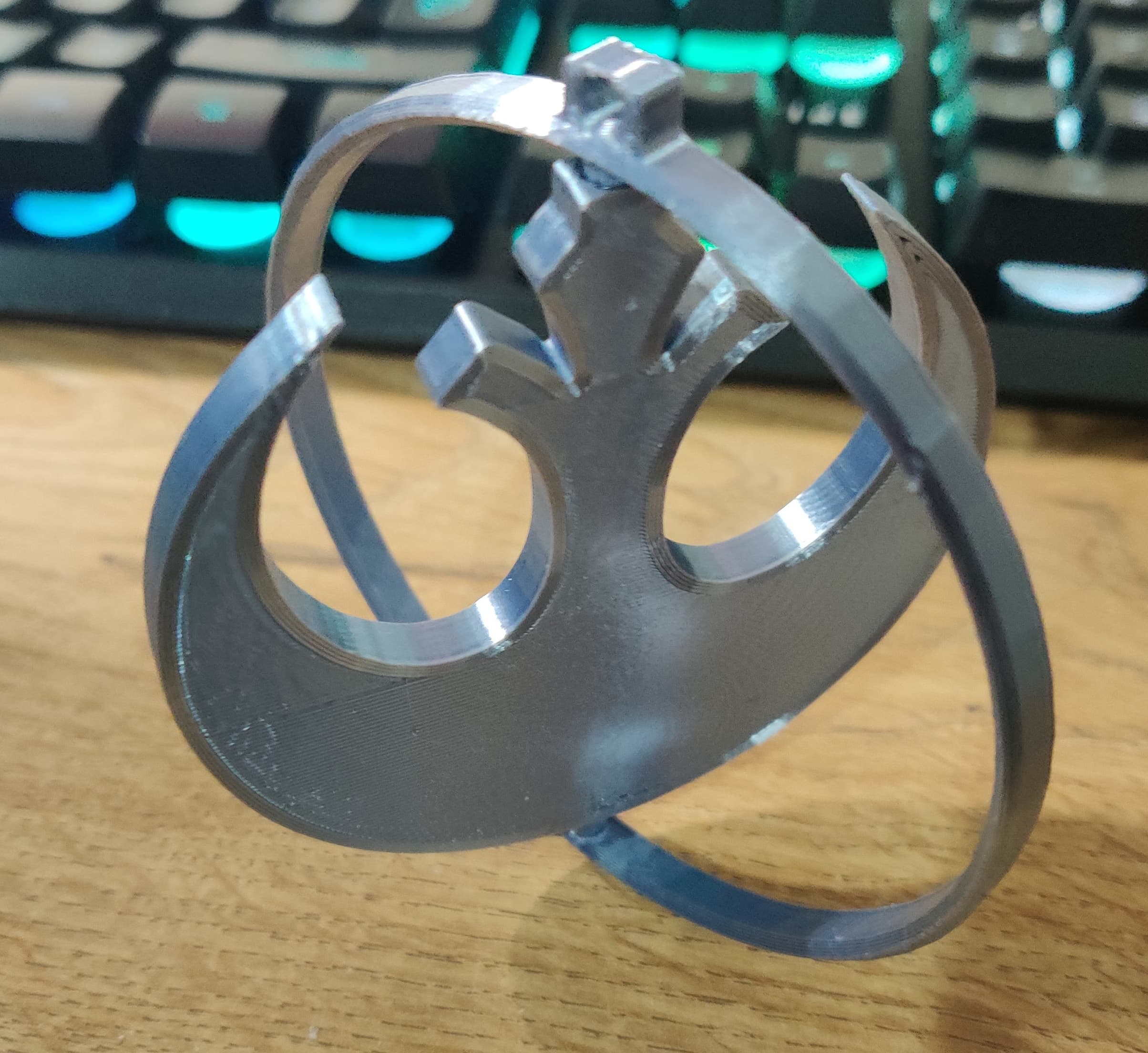 Star Wars print in place rebel spinny key ring (with or without hoop) 3d model