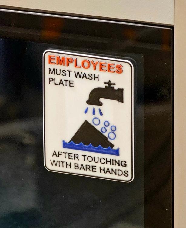 Employees Must Wash Plate After Touching with Bare Hands Sign 3d model