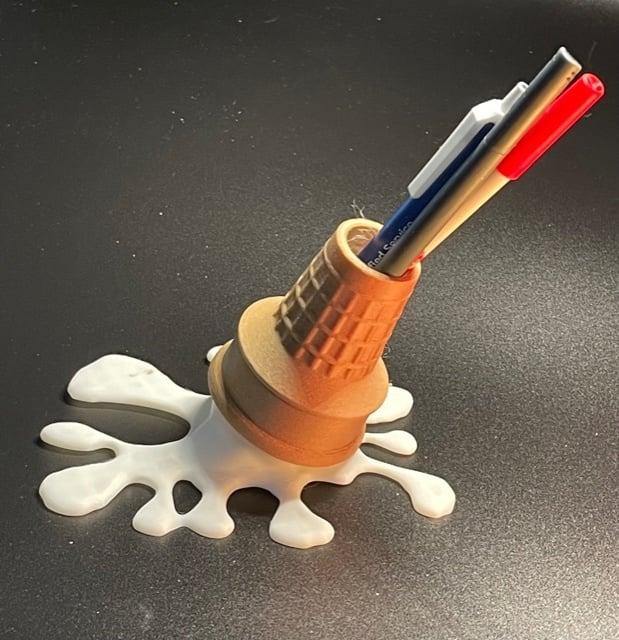 Ice Cream Cone Splat Pen Holder 3d model