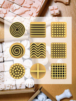 Ceramic Clay Stamp Set – Geometric Patterns (9 Stamps) 3d model