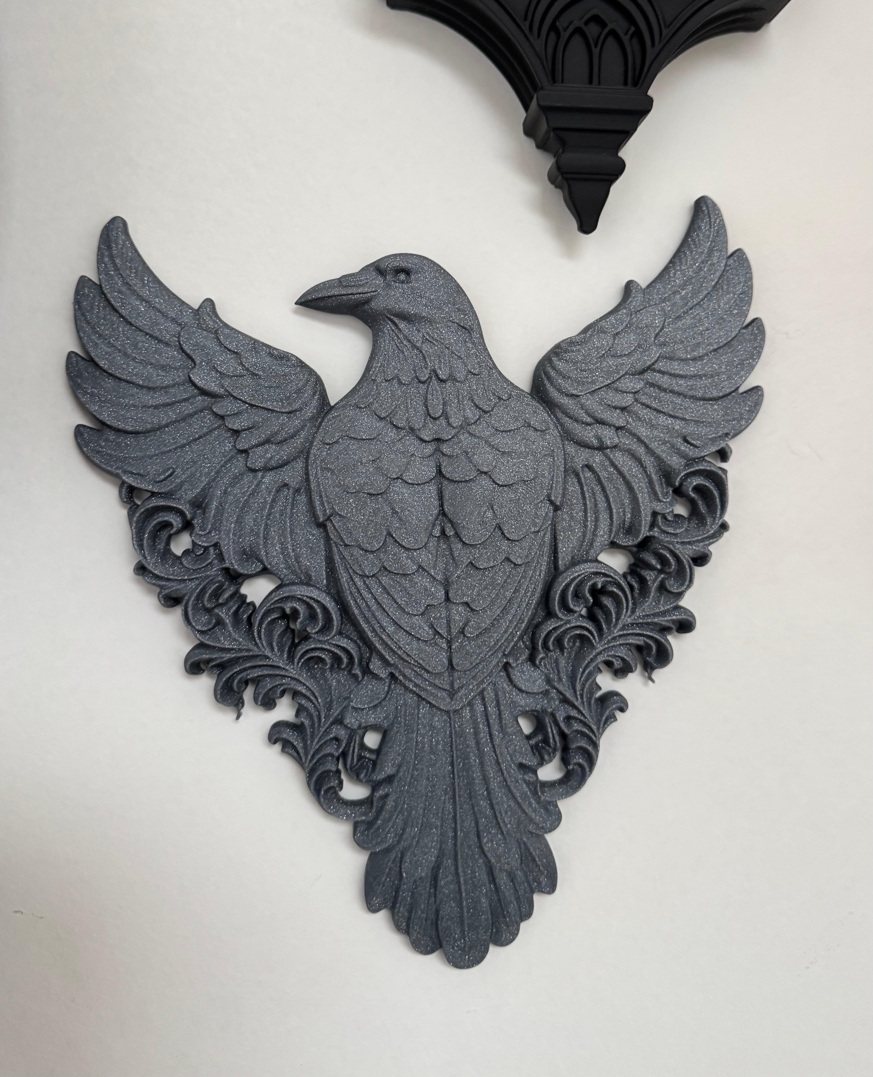 Raven Wall Plaque Ornate Victorian Gothic Decor 3d model