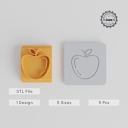 Apple Stamp Tile Set, Five Sizes for Clay & Cookies, Fondant & Soft Materials PRODUCT_1772 3d model