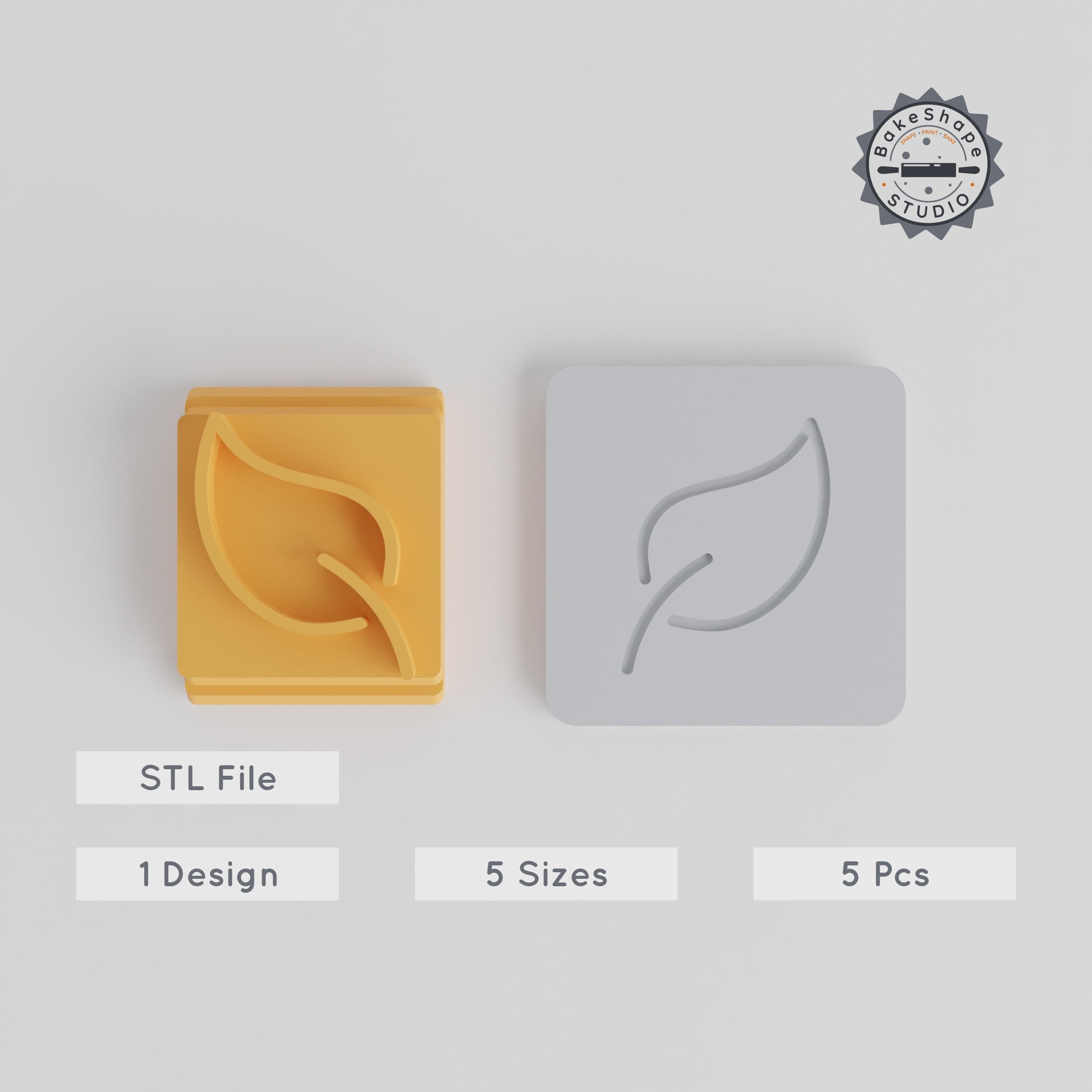 Leaf Stamp Tile Set, 5 Sizes, Perfect for Clay, Cookies & Fondant, Botanical Motif for Soft Material Crafting PRODUCT_5064 3d model