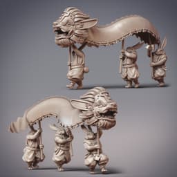 Rabbit Folk Entertainers - Guanghan Dragon Dancers (Pre-Supported) 3d model